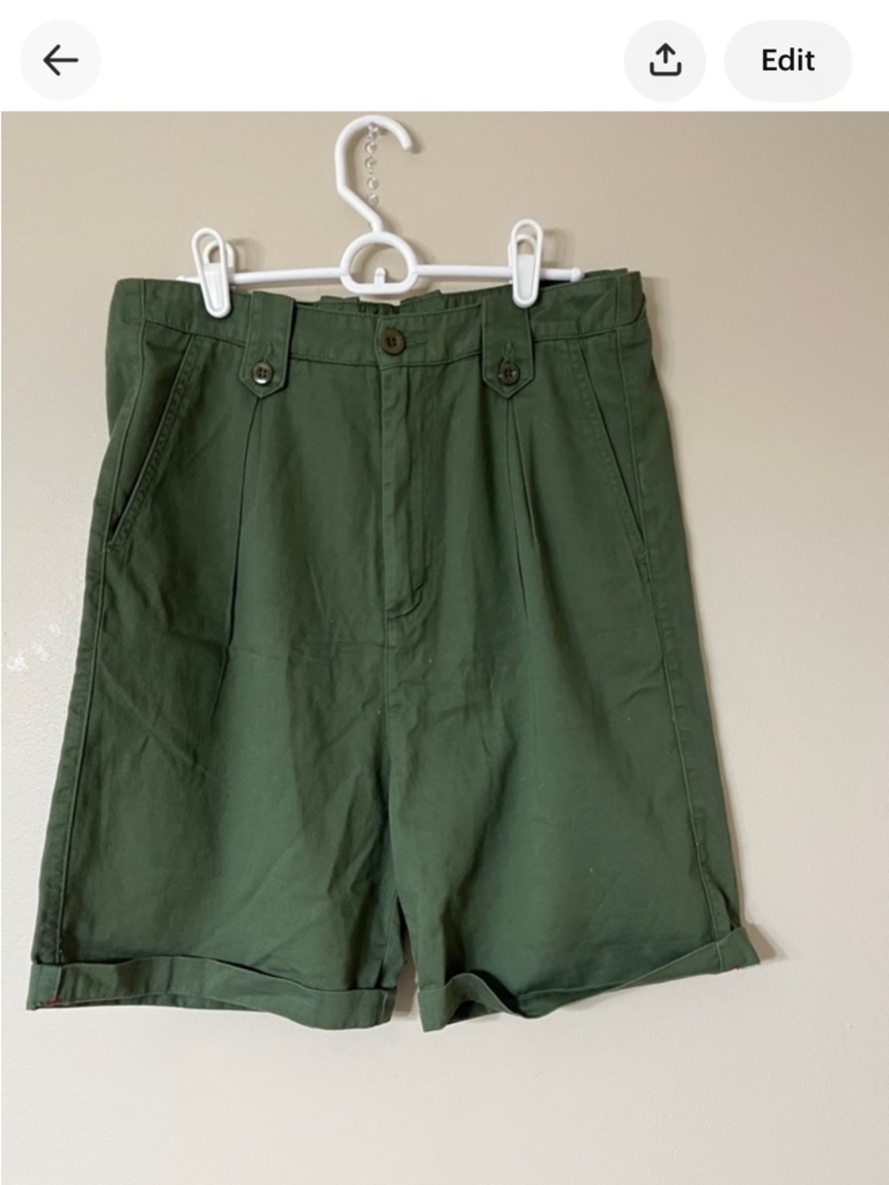 XiRENA Olive Green Pleated High-Rise Shorts